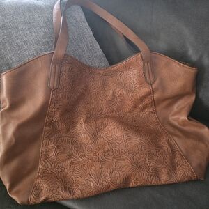 The Pioneer Woman Tooled Scoop Tote Bag, Cognac, Women's Purse